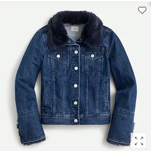 Jcrew fur trim denim jacket